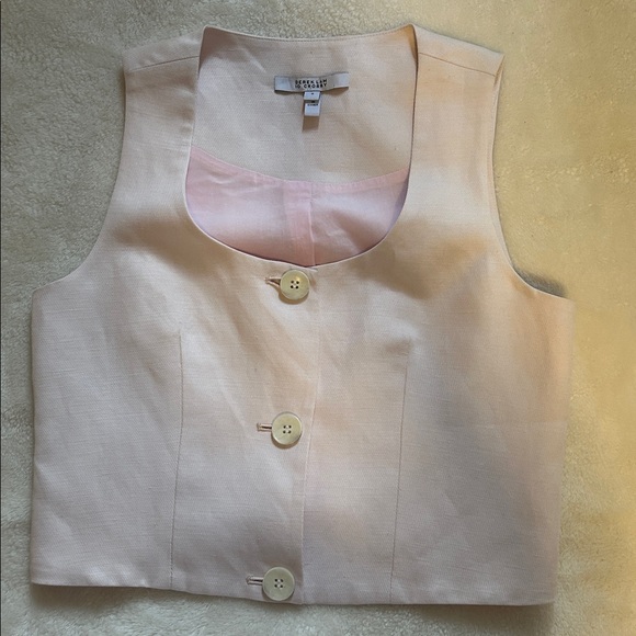 DEREK LAM 10 CROSBY
Leo cropped linen and Lyocell-blend twill vest light pink - Picture 4 of 5